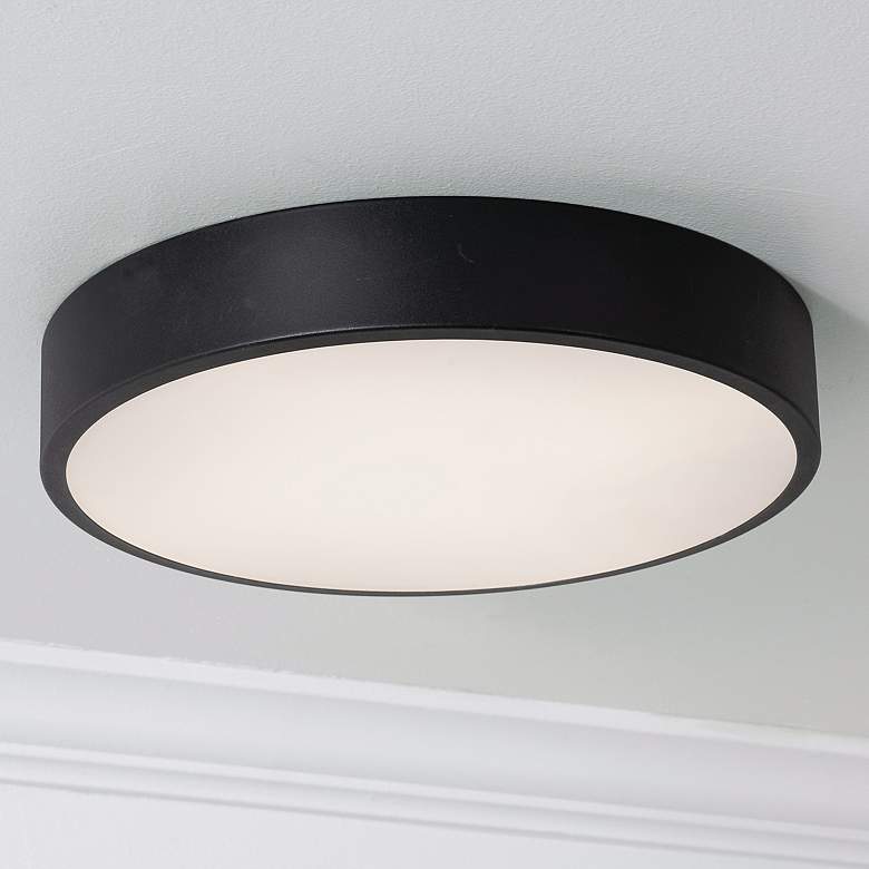 Image 1 Bailey 14" Wide Black Round LED Ceiling Light