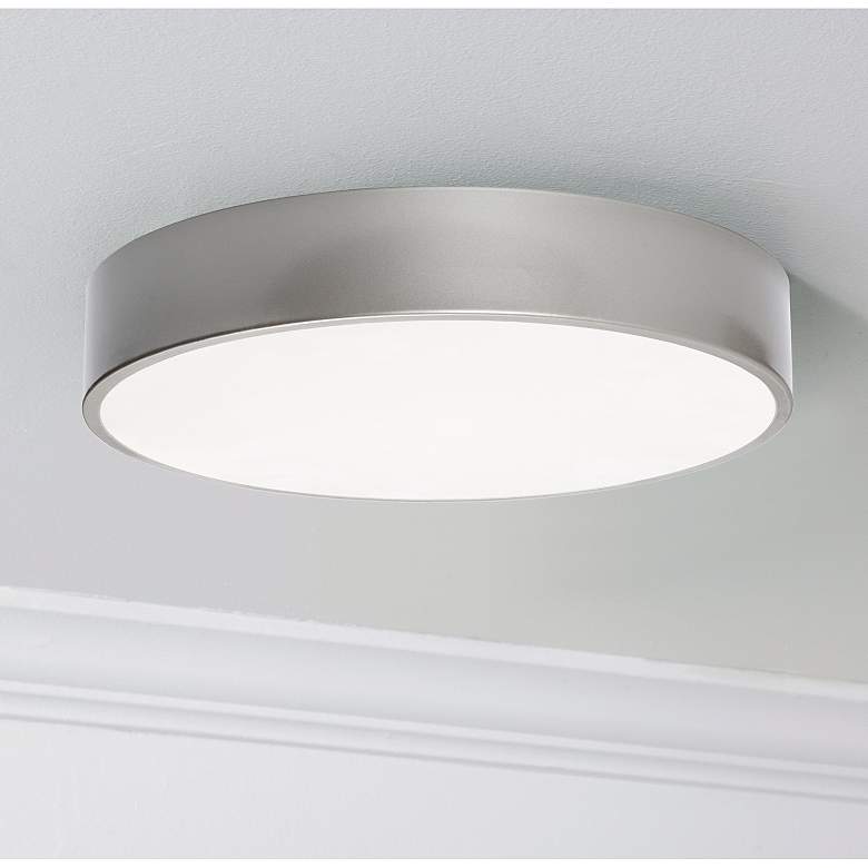 Image 1 Bailey 14" Wide Satin Nickel LED Ceiling Flush Mount