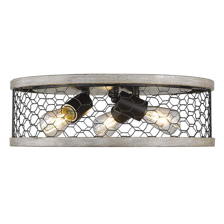 Image 2 Bailey 15 inch Wide Matte Black 3-Light Flush Mount With Chicken Wire Shad more views