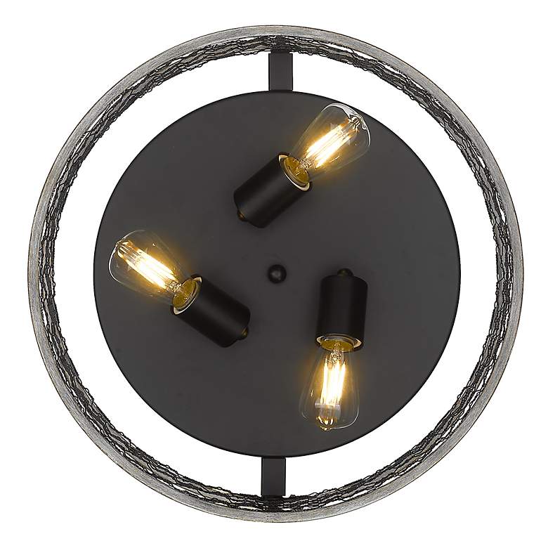 Image 4 Bailey 15" Wide Matte Black 3-Light Flush Mount With Chicken Wire Shad more views