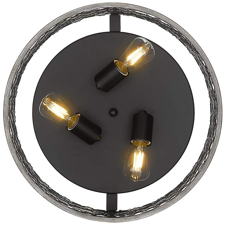 Image 4 Bailey 15 inch Wide Matte Black 3-Light Flush Mount With Chicken Wire Shad more views