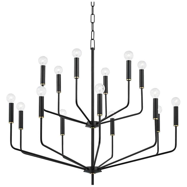 Image 1 Bailey 15 Light Chandelier Aged Brass/Soft Black