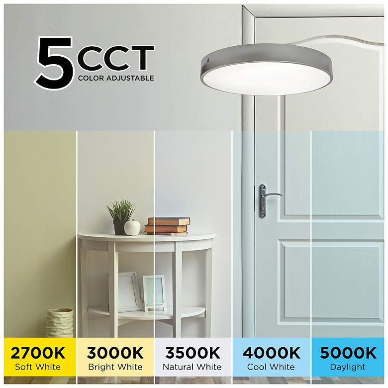 Image 3 Bailey 19" Wide Satin Nickel LED Ceiling Flush Mount more views