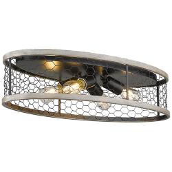 Bailey 24&quot; Wide Matte Black 4-Light Flush Mount With Chicken Wire Shad
