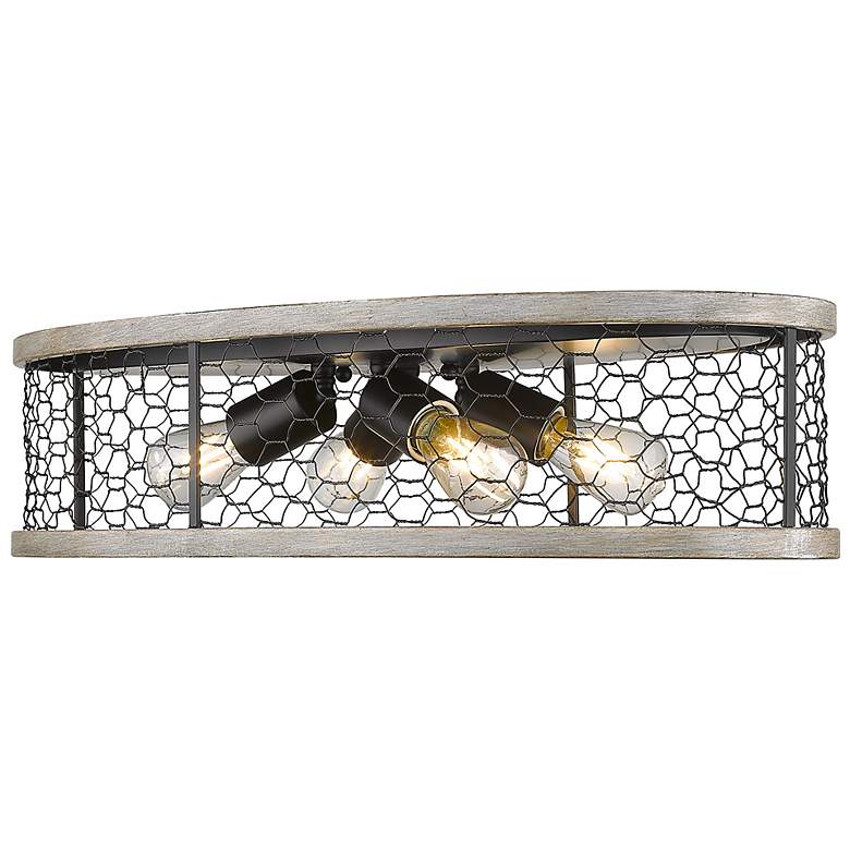 Image 4 Bailey 24 inch Wide Matte Black 4-Light Flush Mount With Chicken Wire Shad more views
