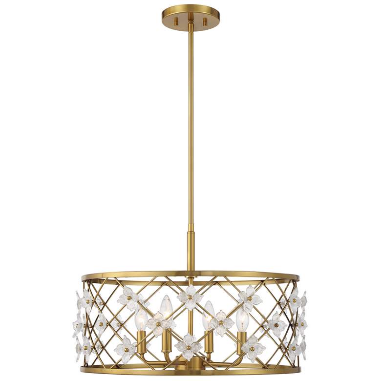 Image 1 Bailey 4-Light Convertible Semi-Flush or Pendant in Warm Brass