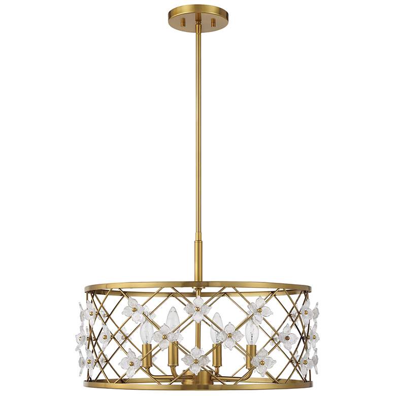 Image 2 Bailey 4-Light Convertible Semi-Flush or Pendant in Warm Brass more views