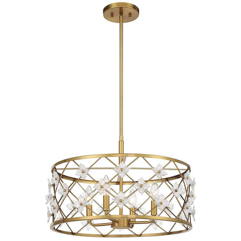 Image 3 Bailey 4-Light Convertible Semi-Flush or Pendant in Warm Brass more views