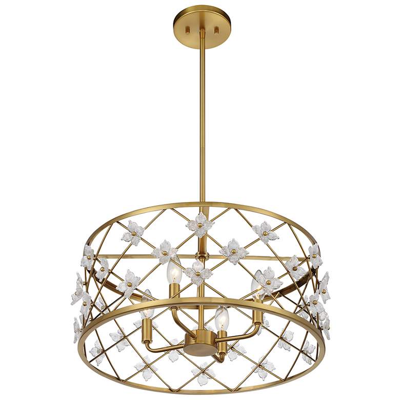 Image 4 Bailey 4-Light Convertible Semi-Flush or Pendant in Warm Brass more views