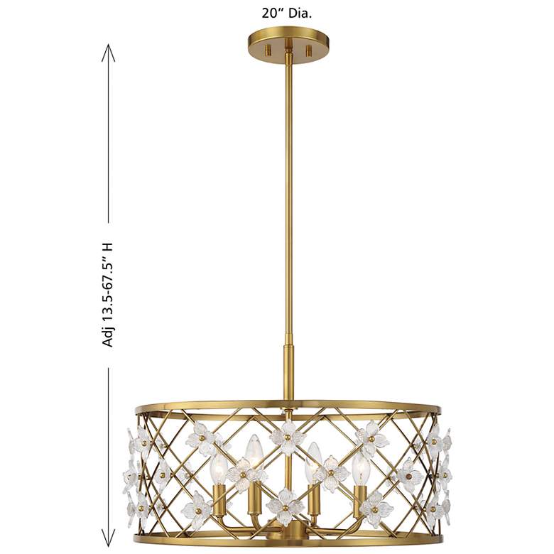 Image 7 Bailey 4-Light Convertible Semi-Flush or Pendant in Warm Brass more views