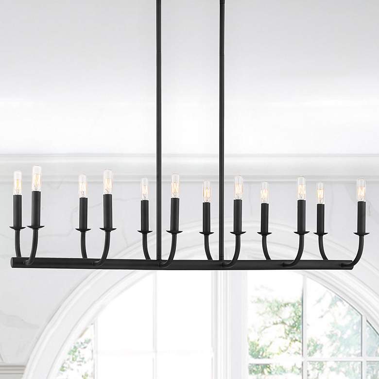 Image 1 Bailey 42" Wide Matte Black 12-Light Linear Chandelier