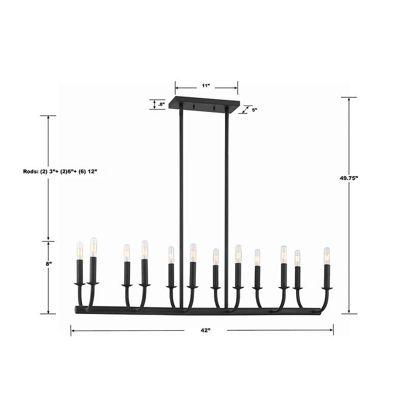 Image 5 Bailey 42" Wide Matte Black 12-Light Linear Chandelier more views