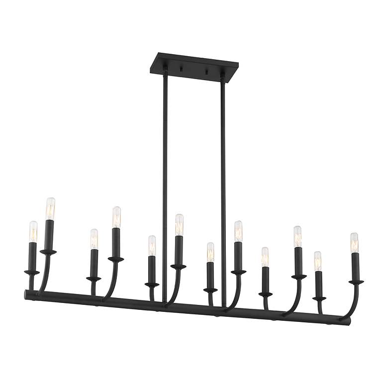 Image 7 Bailey 42" Wide Matte Black 12-Light Linear Chandelier more views