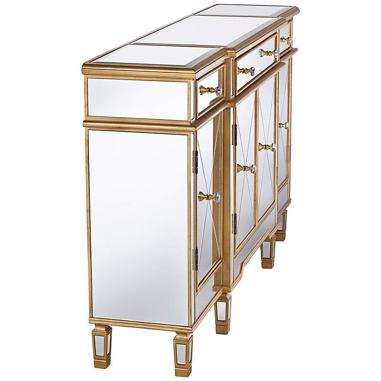 Image 6 Bailey 60 inch Wide 4-Door Gold Mirrored Buffet Console more views