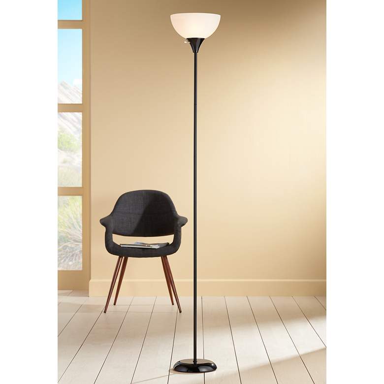 Image 1 Bailey Black Torchiere Floor Lamp with 9W LED Bulb