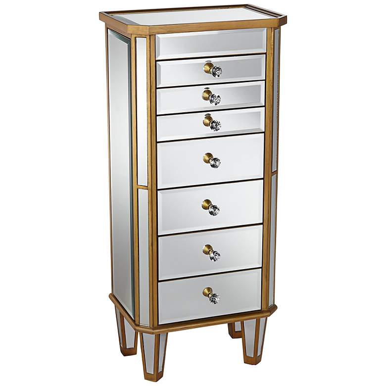 Image 1 Bailey Gold and Mirror Jewelry Armoire