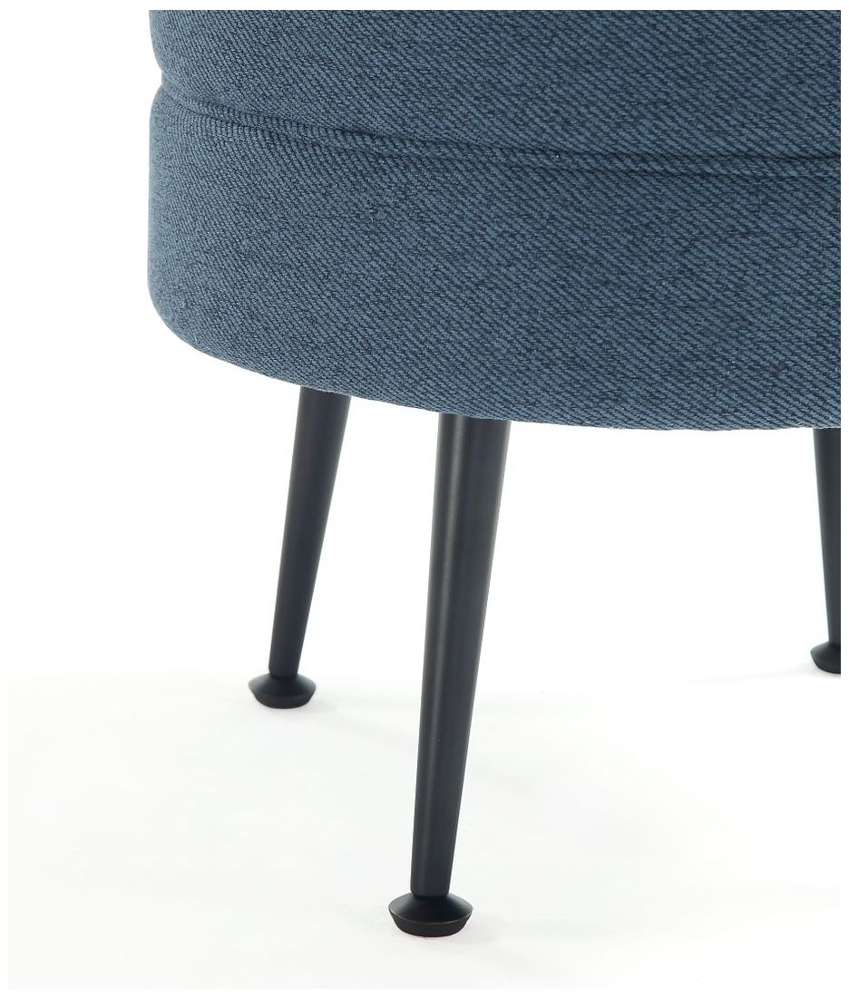 Image 5 Bailey Mid-Century Modern Upholstered Ottoman in Blue with Black Feet more views