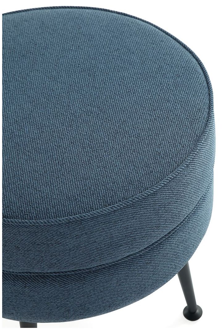 Image 6 Bailey Mid-Century Modern Upholstered Ottoman in Blue with Black Feet more views