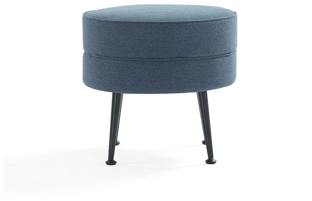 Image 7 Bailey Mid-Century Modern Upholstered Ottoman in Blue with Black Feet more views