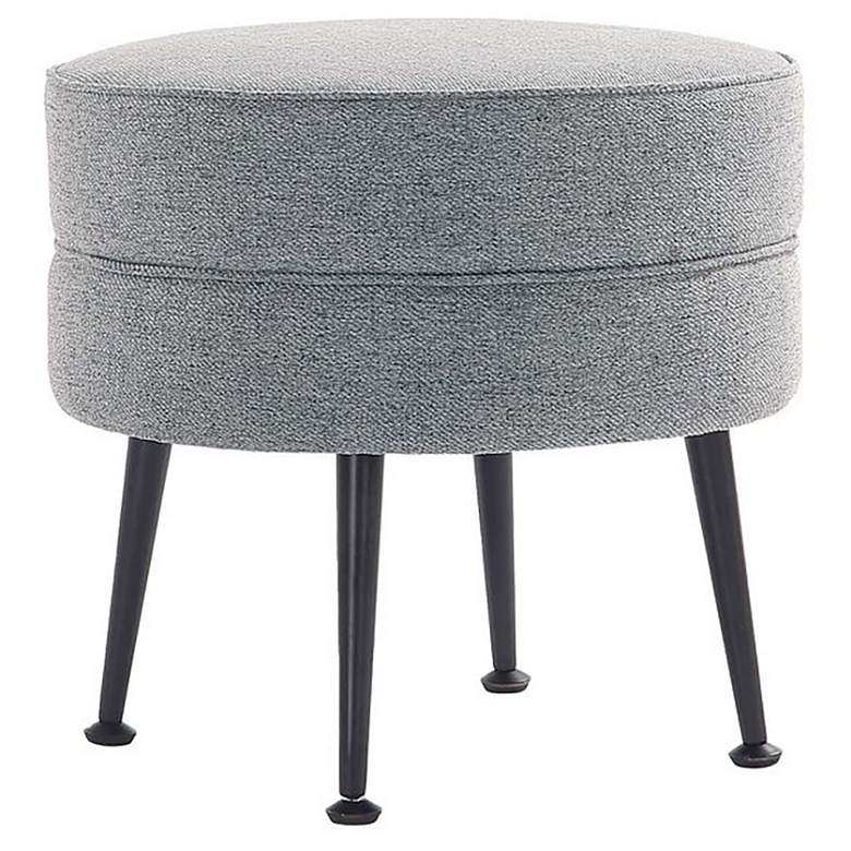 Image 1 Bailey Mid-Century Modern Upholstered Ottoman in Grey with Black Feet