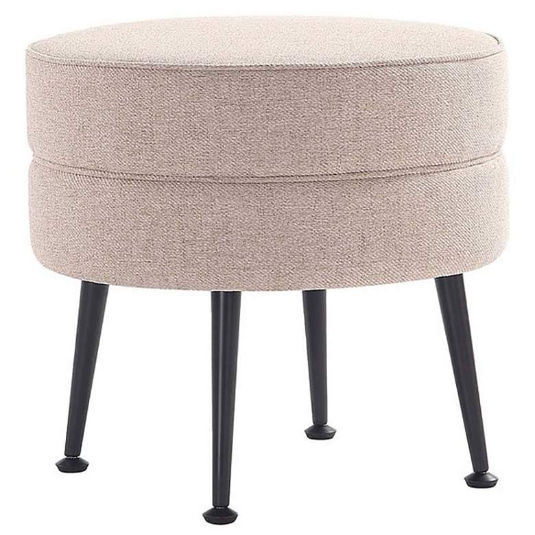 Image 1 Bailey Mid-Century Modern Upholstered Ottoman in Oatmeal with Black Feet