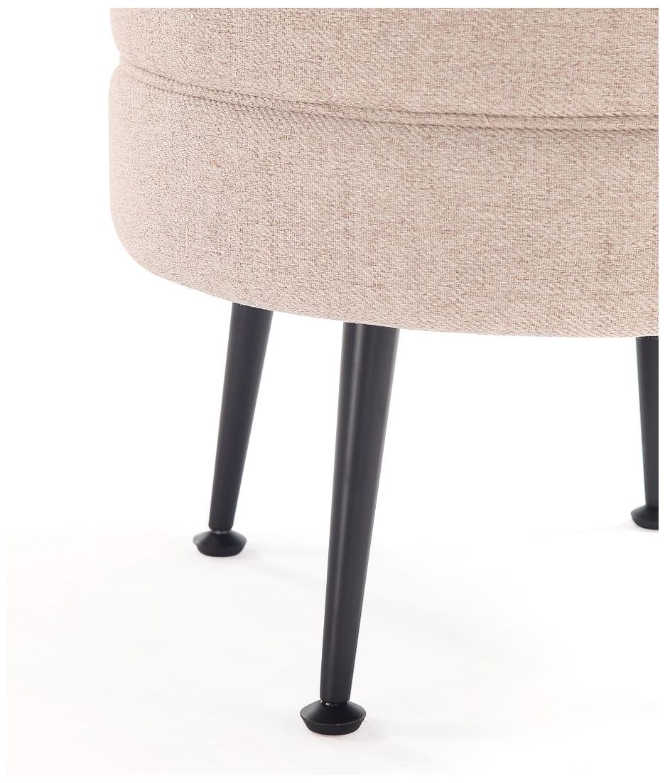 Image 5 Bailey Mid-Century Modern Upholstered Ottoman in Oatmeal  with Black Feet more views