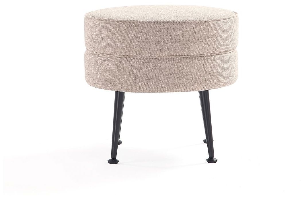 Image 7 Bailey Mid-Century Modern Upholstered Ottoman in Oatmeal  with Black Feet more views