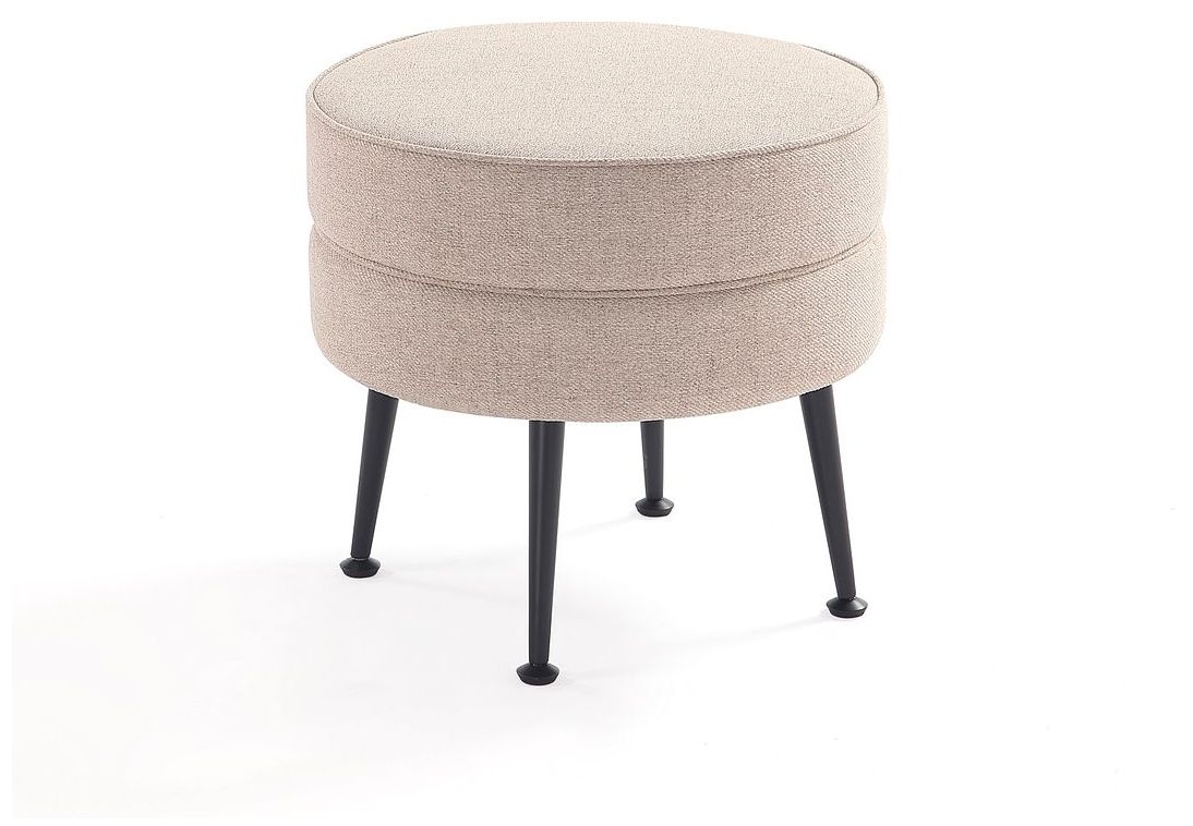 Bailey Mid-Century Modern Upholstered Ottoman in Oatmeal  with Black Feet