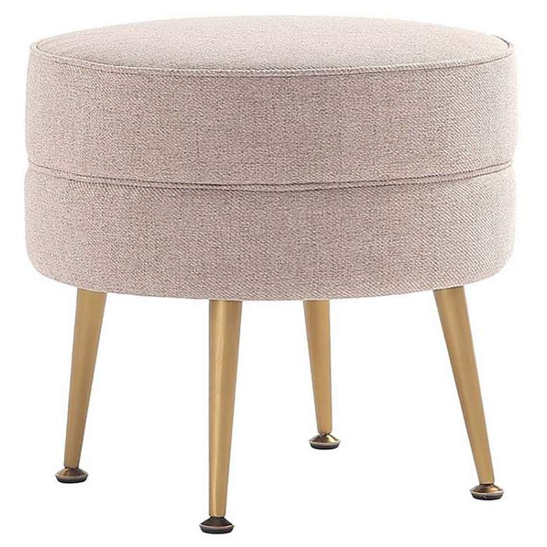 Image 1 Bailey Mid-Century Modern Upholstered Ottoman in Oatmeal with Gold Feet