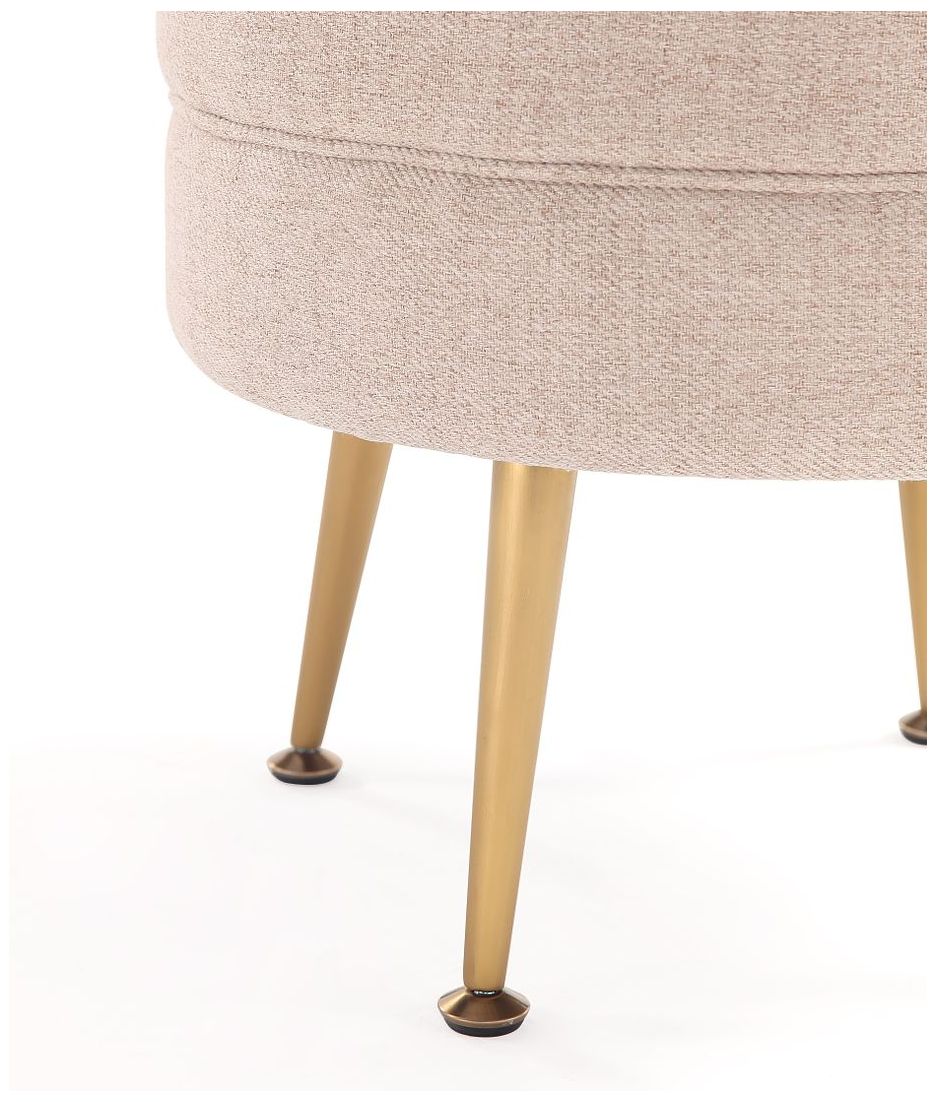 Image 5 Bailey Mid-Century Modern Upholstered Ottoman in Oatmeal  with Gold Feet more views