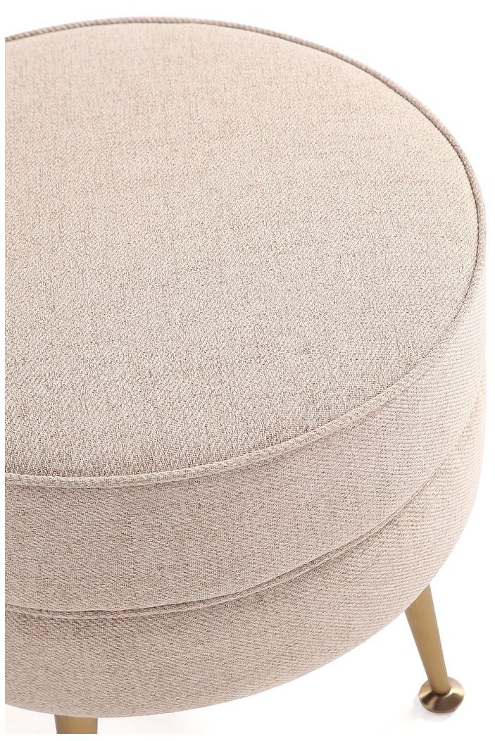 Image 6 Bailey Mid-Century Modern Upholstered Ottoman in Oatmeal  with Gold Feet more views