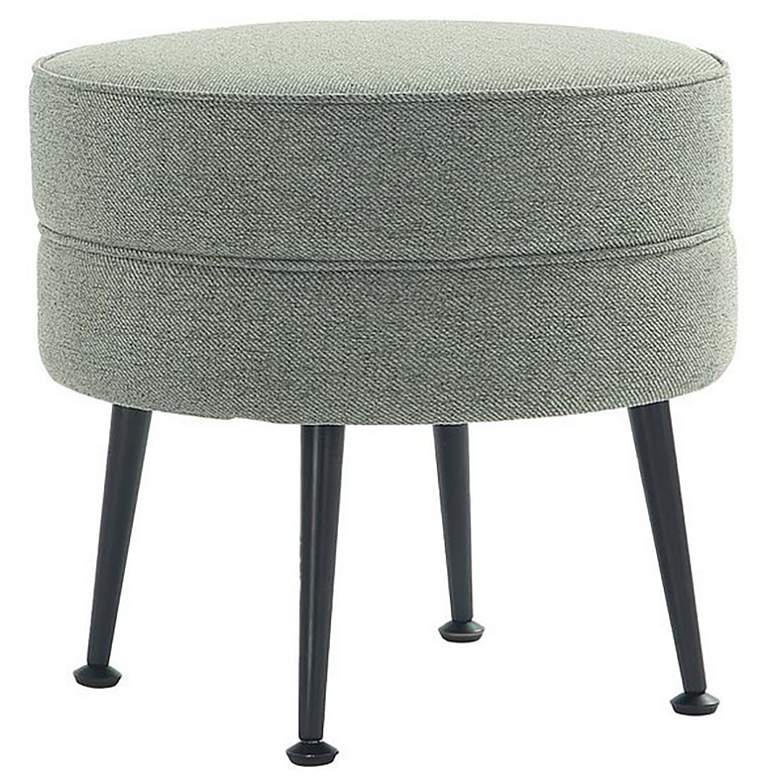 Image 1 Bailey Mid-Century Modern Upholstered Ottoman in Sage Green with Black Feet