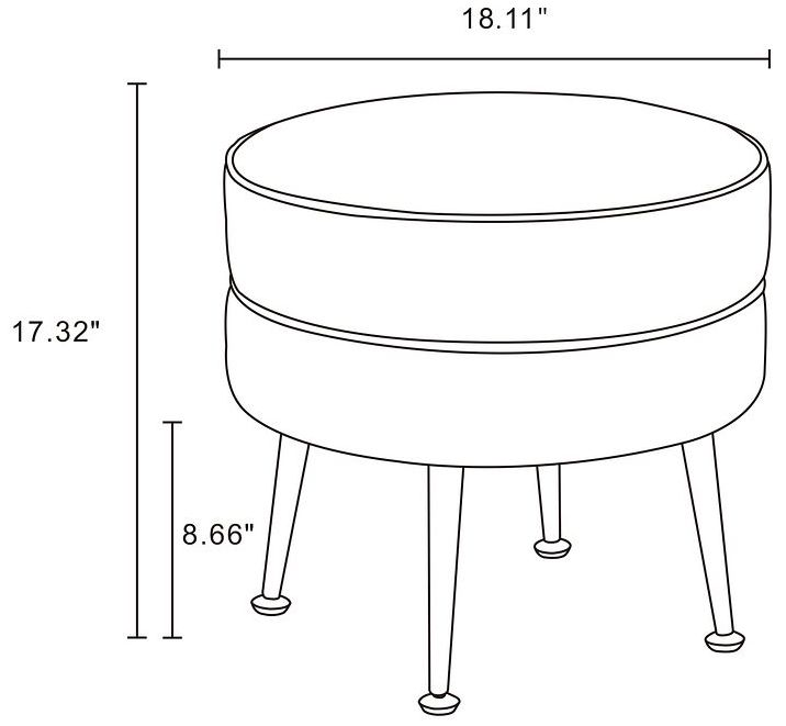 Image 3 Bailey Mid-Century Modern Upholstered Ottoman in Sage Green with Black Feet more views