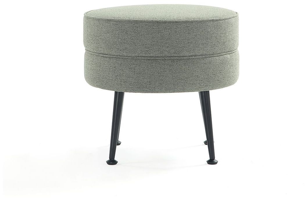Image 7 Bailey Mid-Century Modern Upholstered Ottoman in Sage Green with Black Feet more views