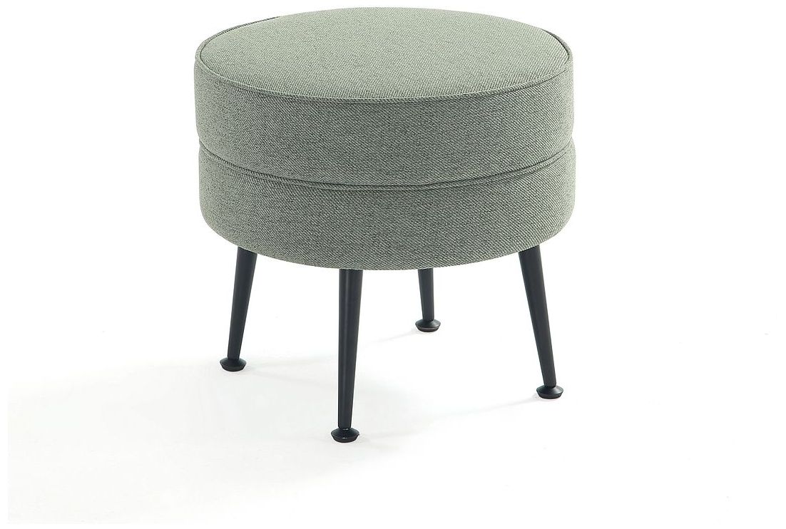Bailey Mid-Century Modern Upholstered Ottoman in Sage Green with Black Feet
