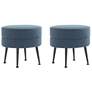 Bailey Upholstered Ottoman in Blue with Black Feet - Set of 2