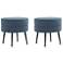 Bailey Upholstered Ottoman in Blue with Black Feet - Set of 2