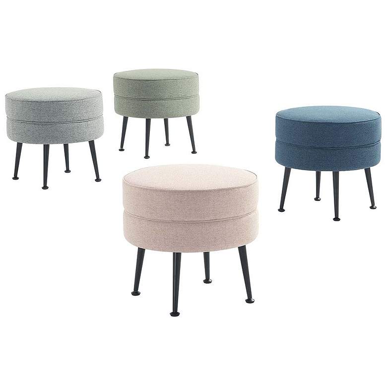 Image 1 Bailey Upholstered Ottoman in Multicolor with Black Feet - Set of 4
