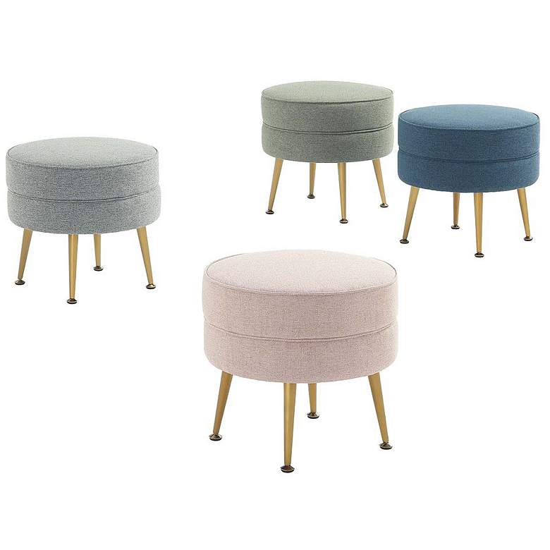 Image 1 Bailey Upholstered Ottoman in Multicolor with Gold Feet - Set of 4