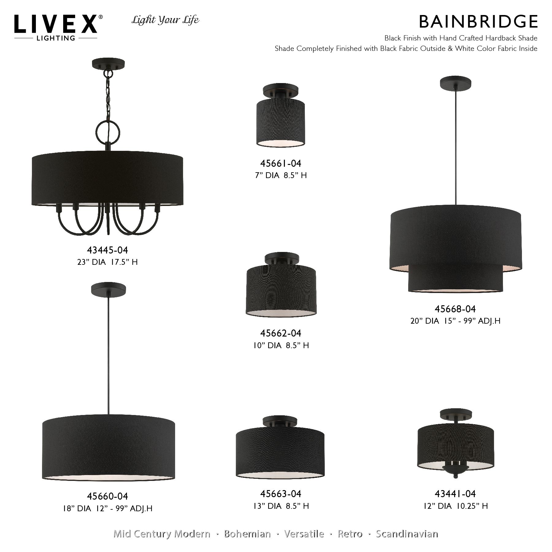 Bainbridge 1 Light Black Small Semi-Flush