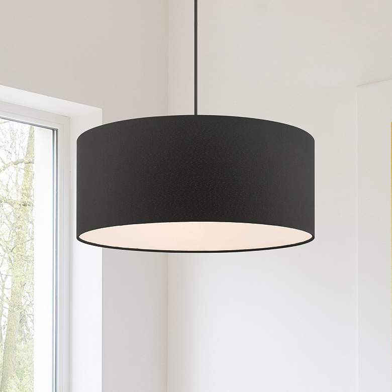 Image 1 Bainbridge 18" Wide Black Drum Pendant Light