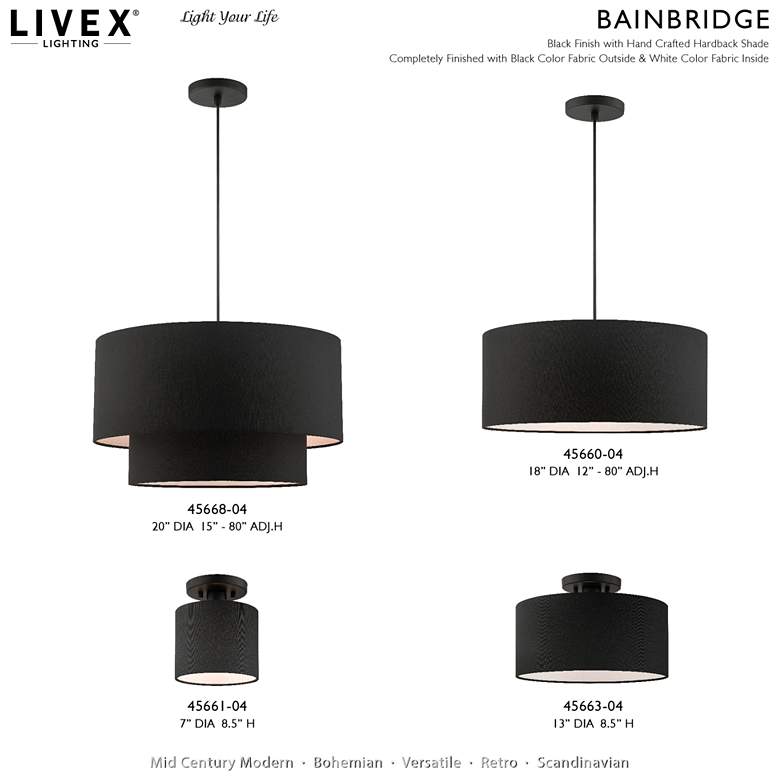 Image 2 Bainbridge 18" Wide Black Drum Pendant Light more views