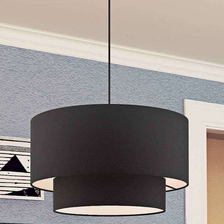 Image 2 Bainbridge 20" Wide Black Double Drum Pendant Light