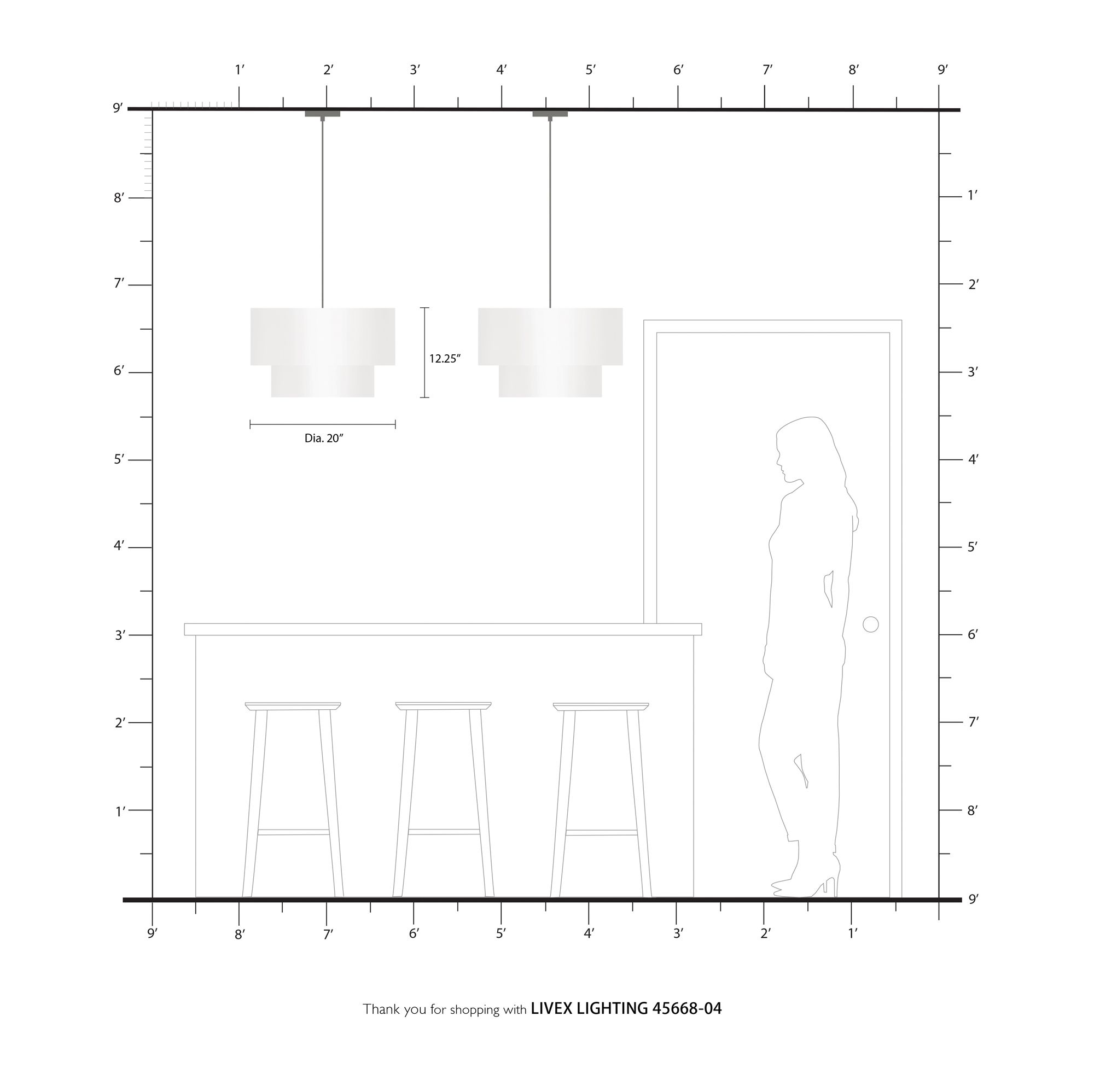 Bainbridge 20" Wide Black Double Drum Pendant Light in scene