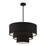 4_Bainbridge 23" Wide Black 3-Tier Drum Chandelier more views