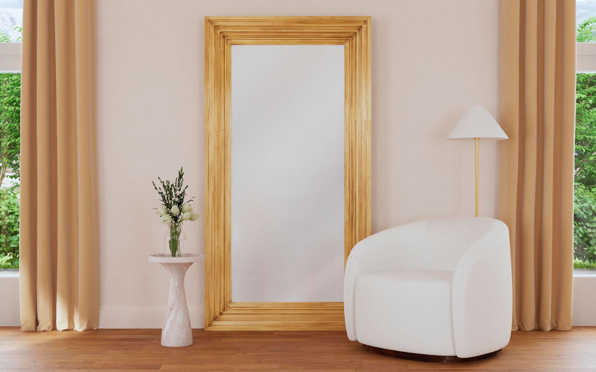 Image 4 Baird 22' Tall Beige Marble Accent Table more views