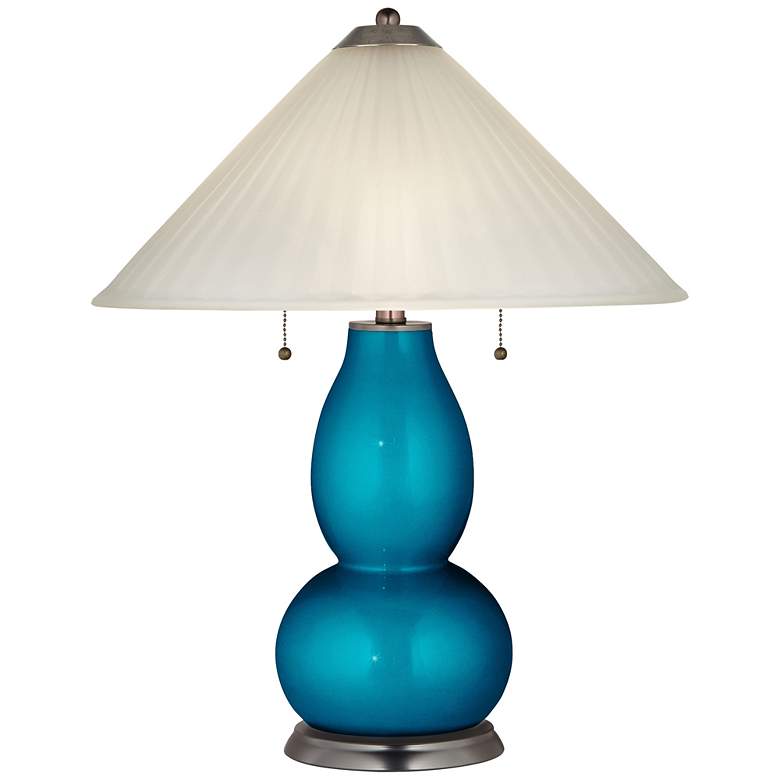 Image 1 Baja Metallic Fulton Table Lamp with Fluted Glass Shade