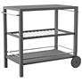 Bajarno 38" Wide Gray-Washed 2-Shelf Wood Outdoor Bar Cart