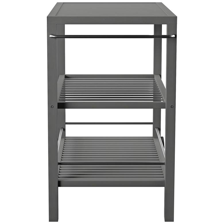 Image 3 Bajarno 38 inch Wide Gray-Washed 2-Shelf Wood Outdoor Bar Cart more views