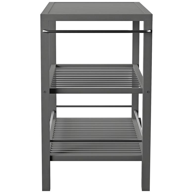 Image 3 Bajarno 38" Wide Gray-Washed 2-Shelf Wood Outdoor Bar Cart more views